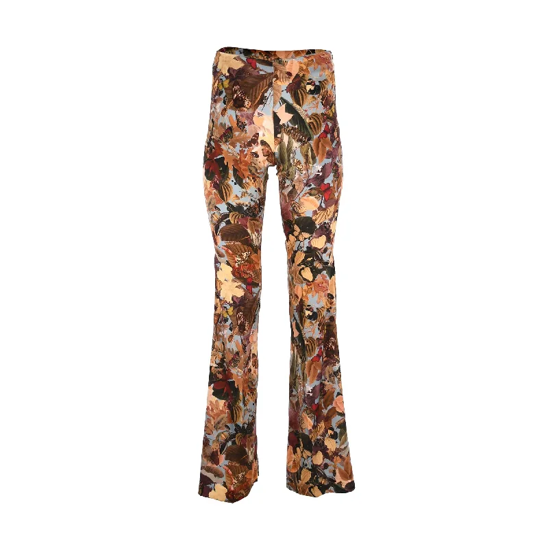 Momoni Women's  Flower Print Silk Trouser