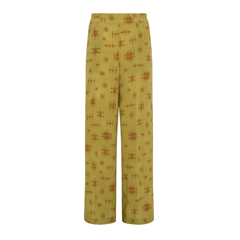 Momoni Baccarat Ladies Lime/Wine Pant In Crepe De Chine