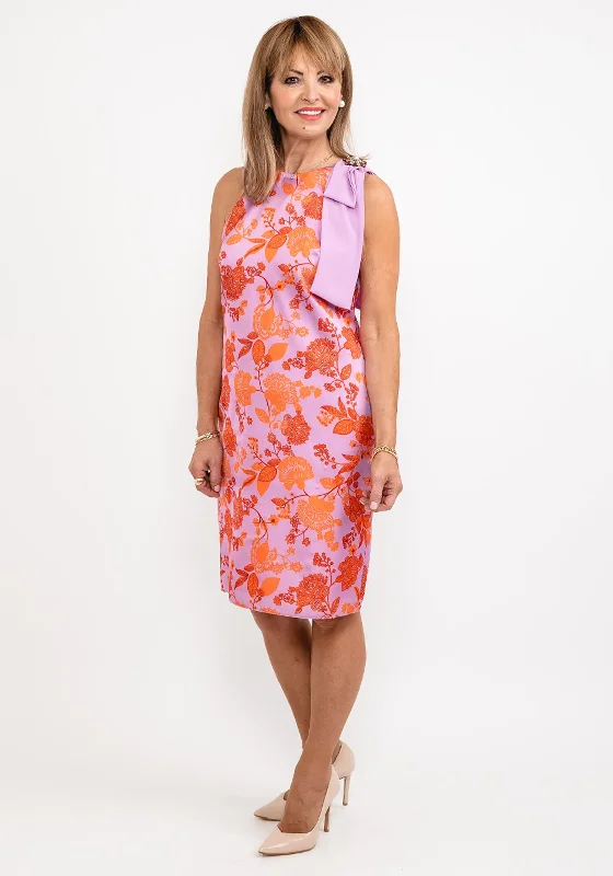 Badoo Satin Shift Dress, Lilac & Orange