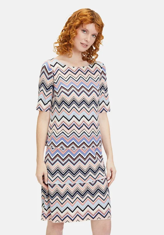 Betty Barclay Chevron Tiered Dress, Multi-Coloured