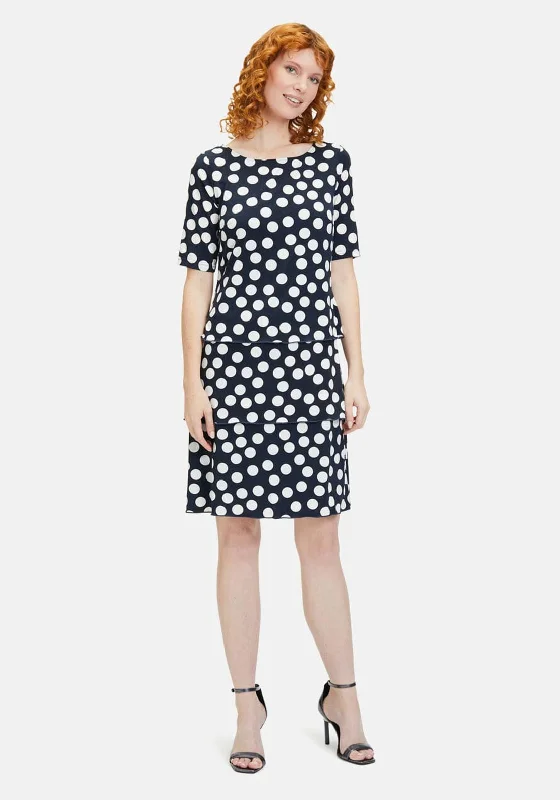 Betty Barclay Polka Dot Tiered Dress, Navy