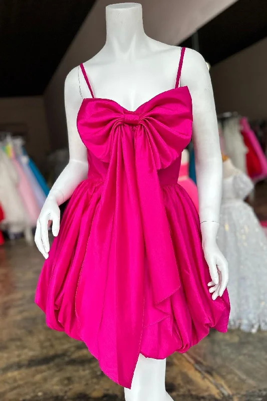 Cute A-Line Fuchsia Bow Bust Short Homecoming Dress