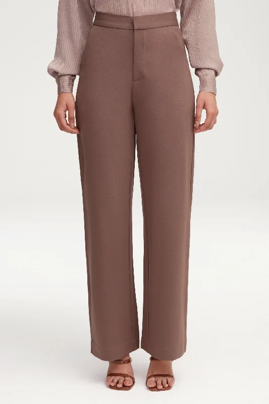 Essential Jersey Wide Leg Pants - Dark Taupe