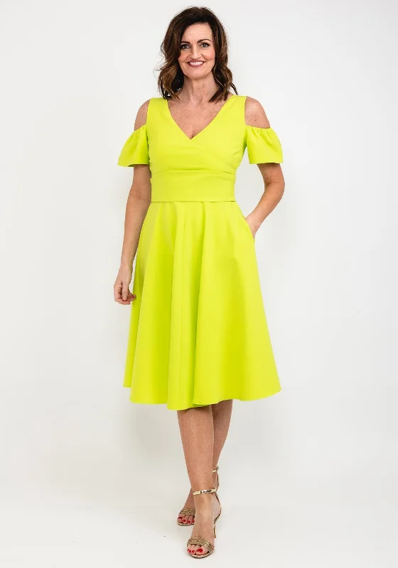 Fee G Off The Shoulder Midi Dress, Lime