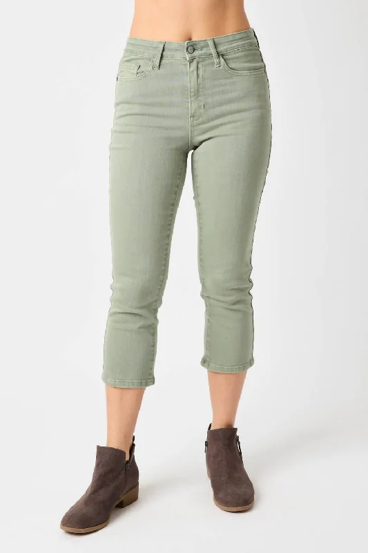 Garment Dyed Capri Pants In Sage