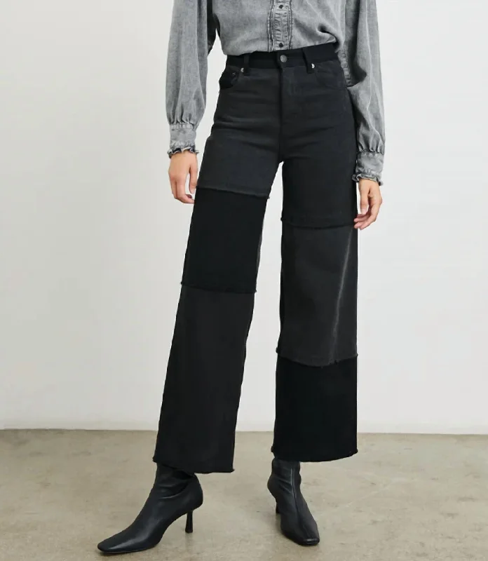 Getty Crop Wide Leg Jean In Black Patchwork