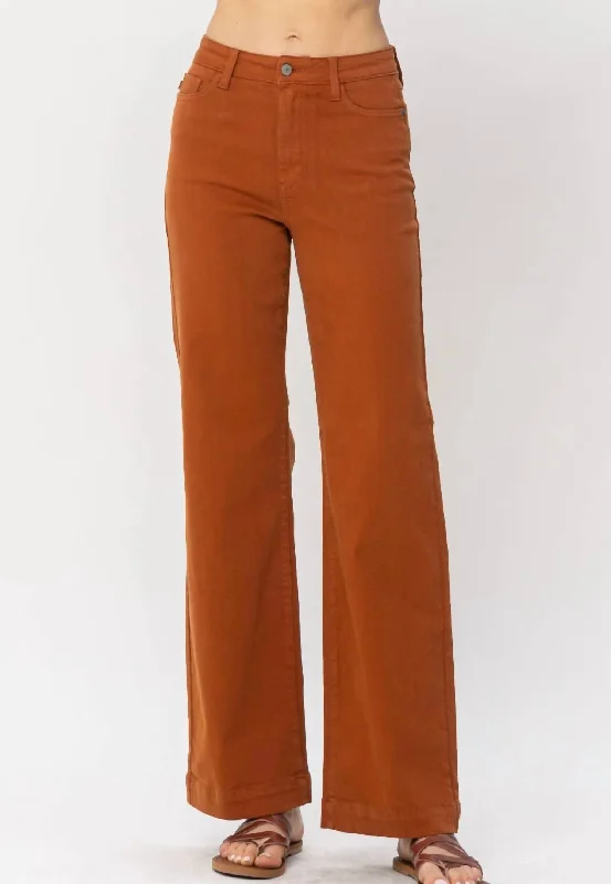 High Waist Straight Jeans In Auburn Orange