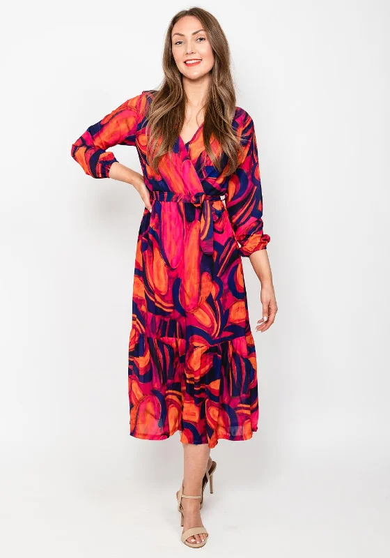 Kate & Pippa Boho Swirl Maxi Dress, Pink & Purple