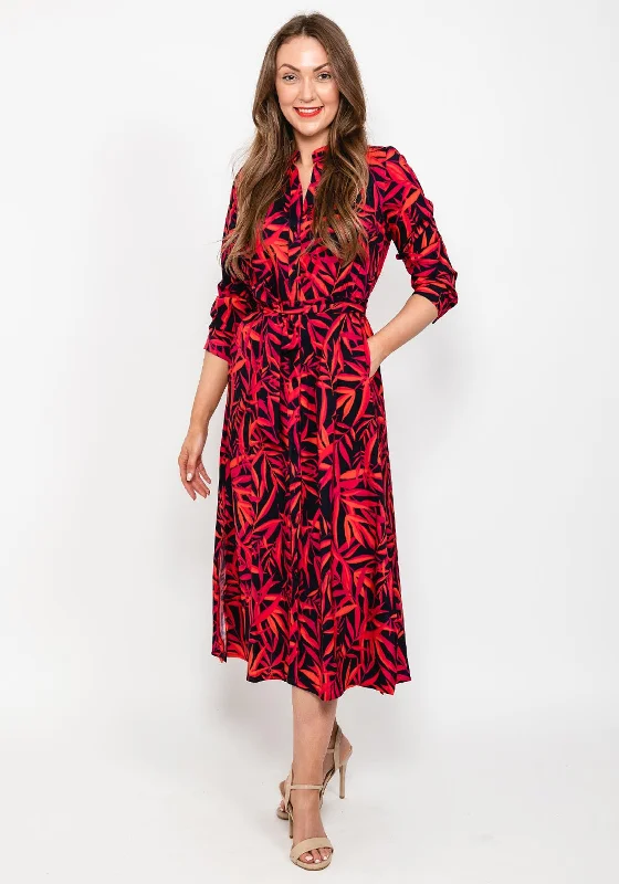 Kate & Pippa Capri Shirt Midi Dress, Black & Red