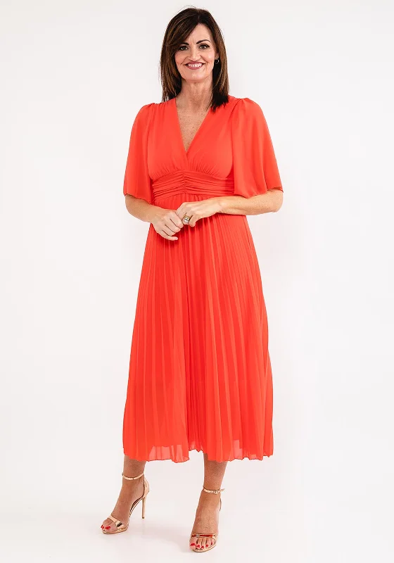 Seventy1 One Size Pleated Chiffon Dress, Coral