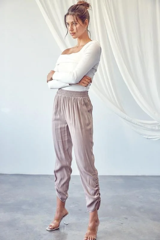 Latte Satin Joggers - SALE