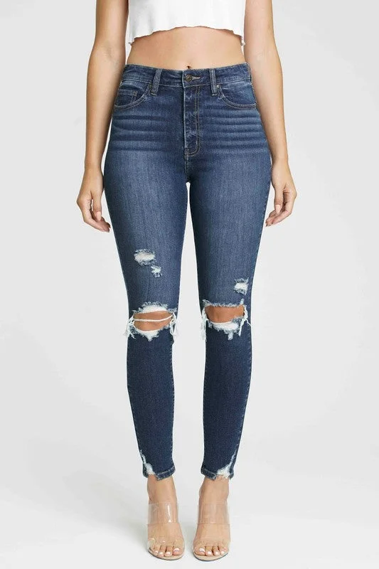 Let's Be Friends Dark Wash Distressed Skinny Jeans - SALE