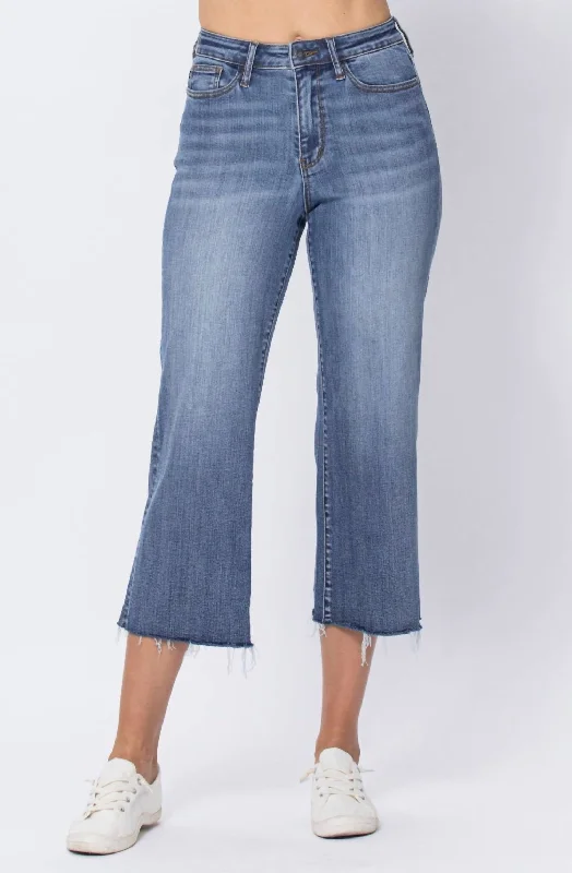 Raw Hem Boot Crop Jean In Blue