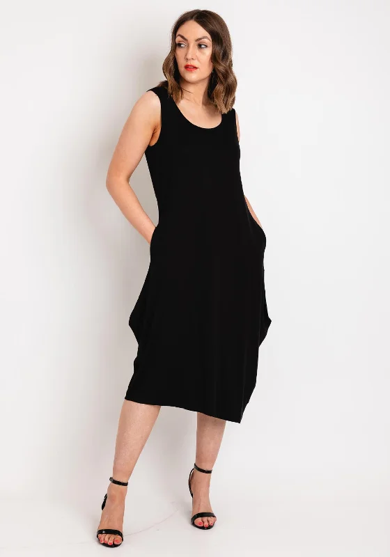 Ever Sassy Round Neck Midi Jersey Dress, Black