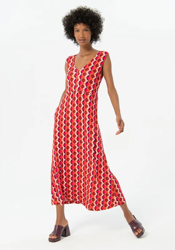 Surkana Tie Back Print Maxi Dress, Fuchsia