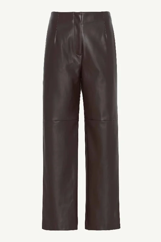 Vegan Leather Wide Leg Trousers - Java