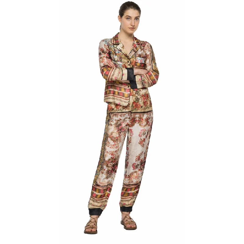 Replay Women's All Over Printed Viscose Satin Pant