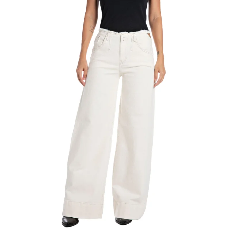 Replay Women's Atelier wide leg ecrù jeans