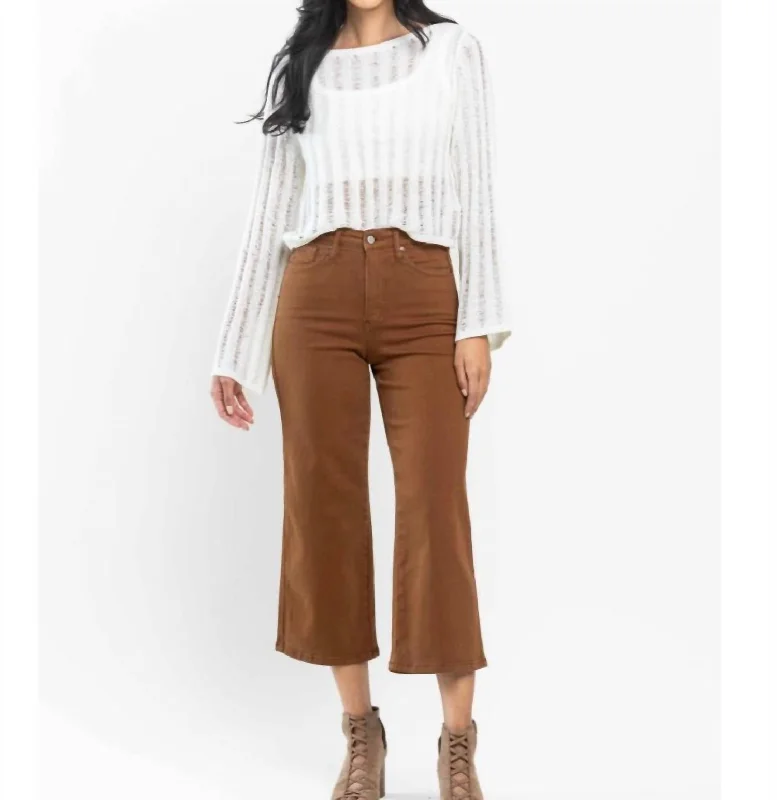 Women's Wide Leg Crop Jean In Rust