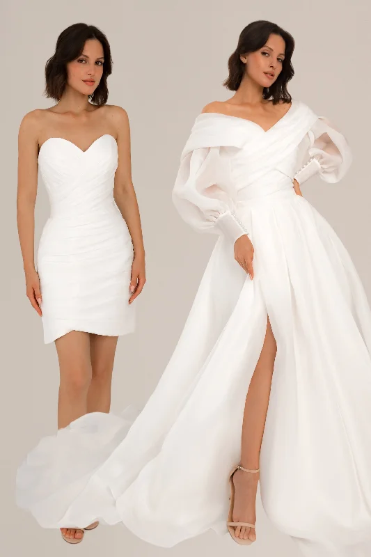 Extra Convertible Wedding Dress Audrey Mini (Basic mini dress + bolero + skirt + bow)