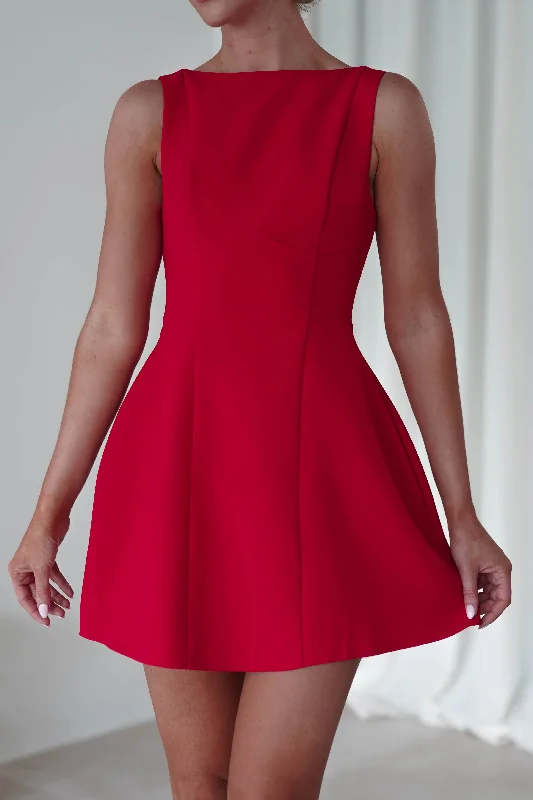 Hannah Structured Mini Dress | Red