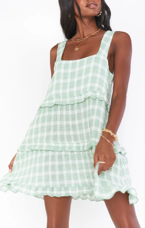 Napa Mini Dress ~ Green Plaid