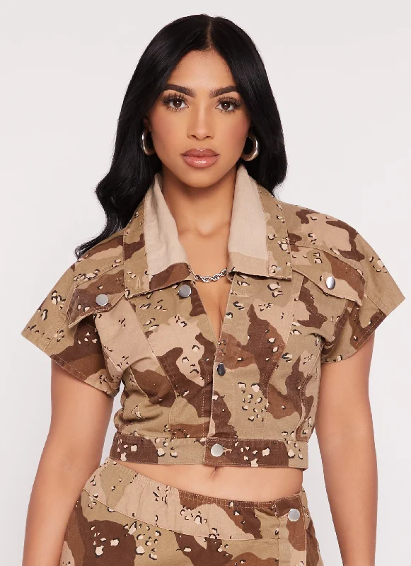 Camo Canvas Cropped Jacket