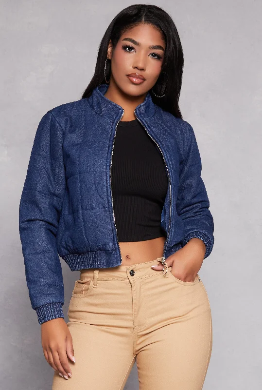 Haute Monde Denim Quilted Jacket