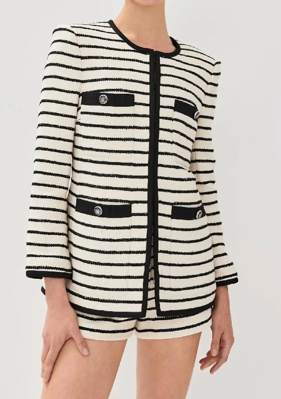 Foster Stripe Dickey Jacket In Ivory/black