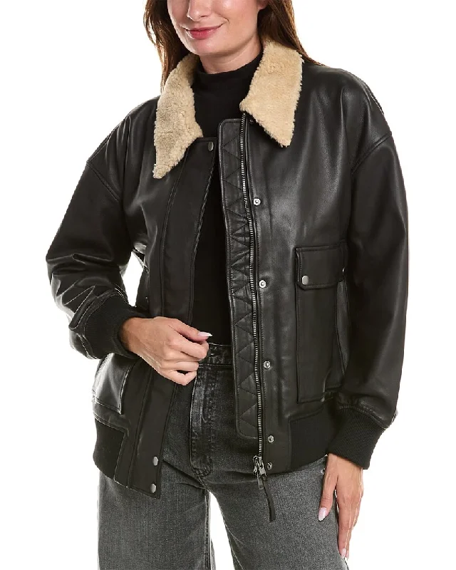 HUDSON Jeans Oversized Leather Bomber Jacket