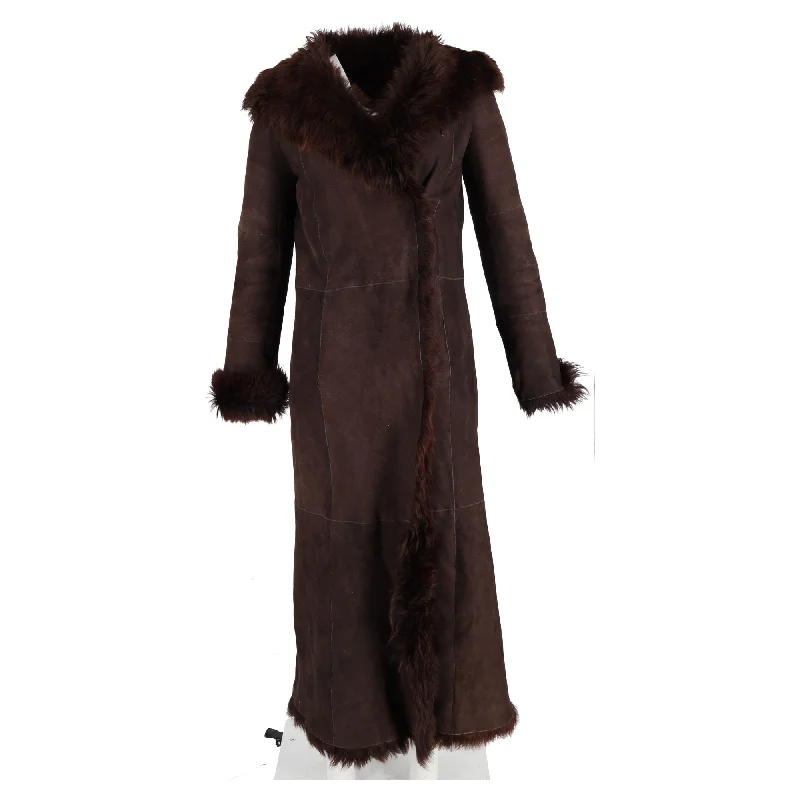 Joseph Long Shearling Coat in Brown Fur