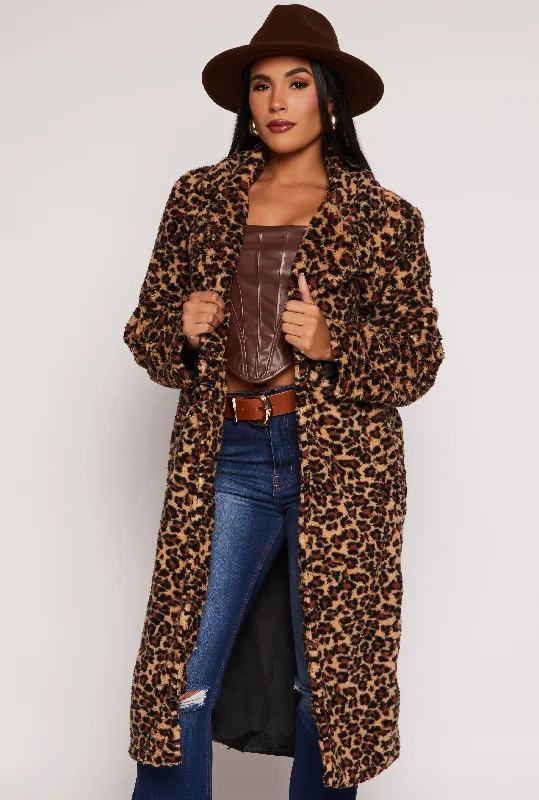 Sherpa Leopard Print Teddy Coat