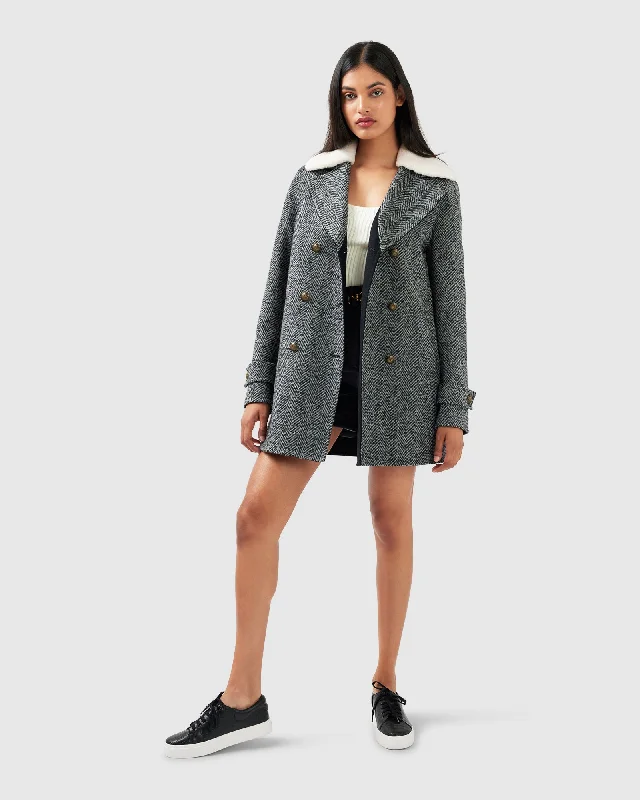 Liberty Sherpa Collar Wool Blend Coat