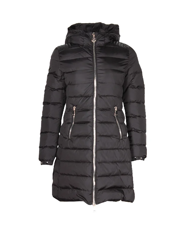 Moncler Long Down Coat in Black Nylon