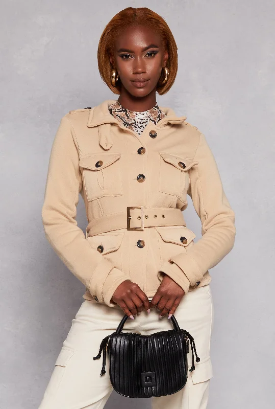 Belted Button Front Jacket