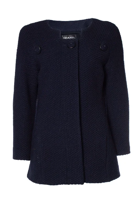 navy blue wool mod coat