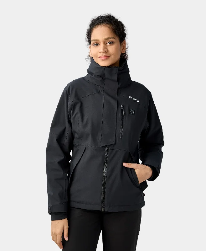 Women's Waterproof Heated Ski Jacket - Black/Blue