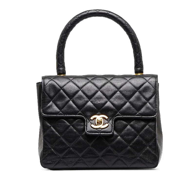 Black Chanel Small Lambskin Kelly Top Handle Bag