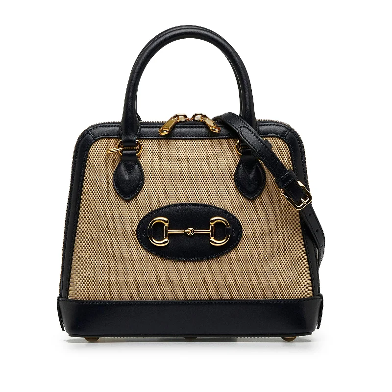 Black Gucci Small Horsebit 1955 Canvas Top Handle Satchel