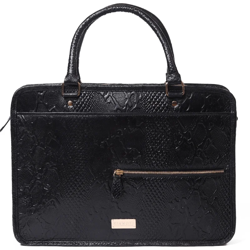 Black Pattern Leather Laptop Bag