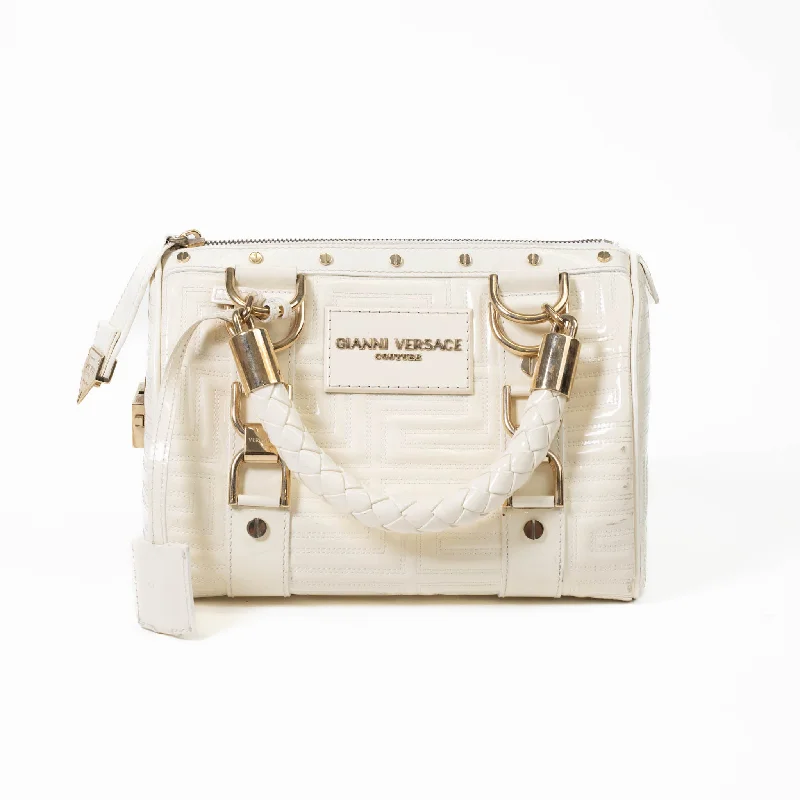 Gianni Versace Couture White Patent Leather Top Handle Bag