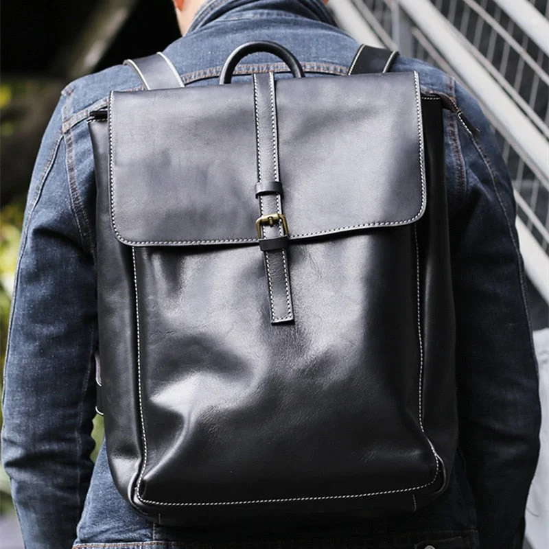 Men's Casual Retro Genuine Leather Large-capacity Laptop Backpacks