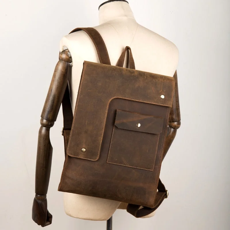 Men's Vintage Handmade Business Laptop Shoulder Rucksack Backpack