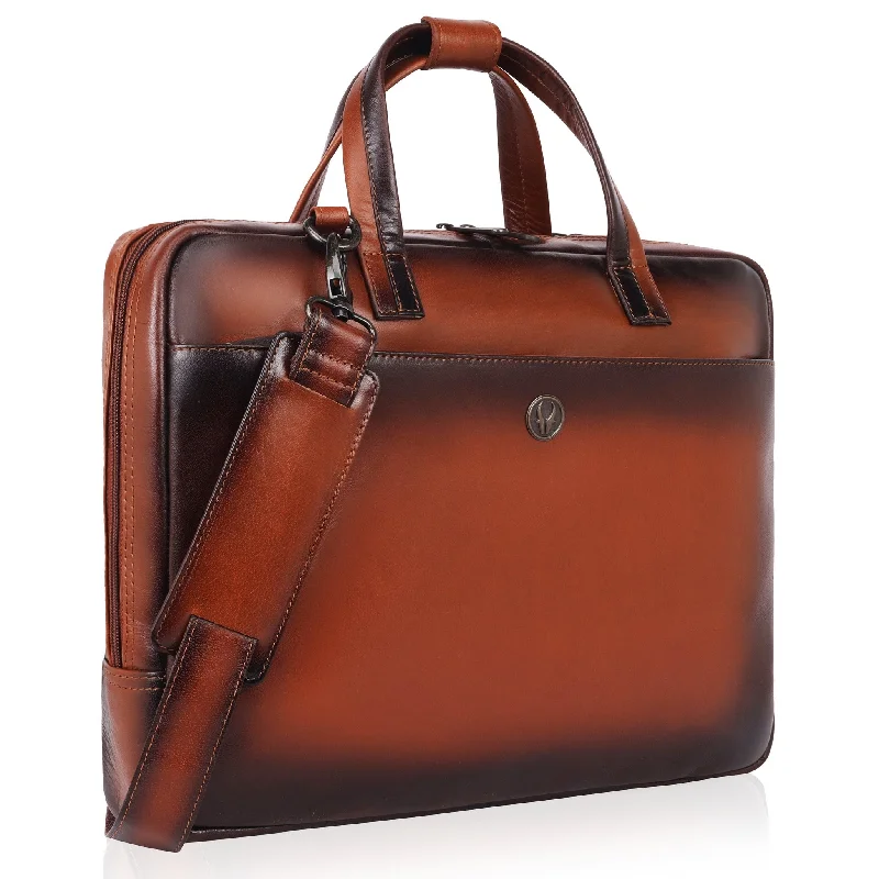 PRESCOTT Leather Laptop Messenger Bag for Men