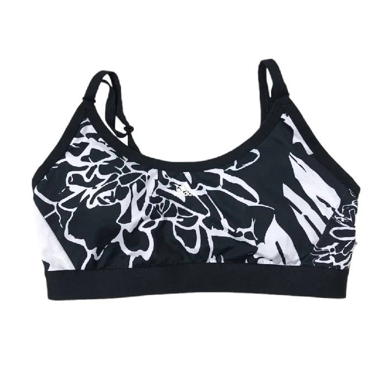 Athletic Bra By Adidas In Black & White, Size: Xl