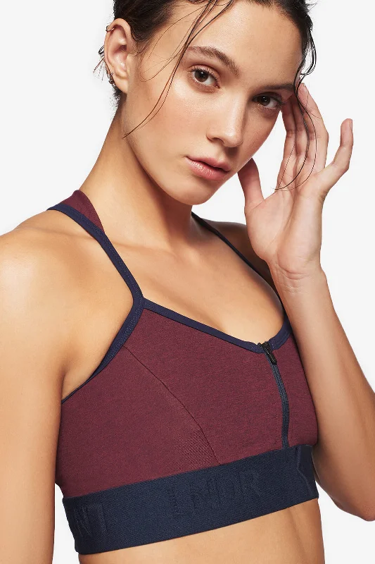 Scuba Zip Bra - Burgundy Marl