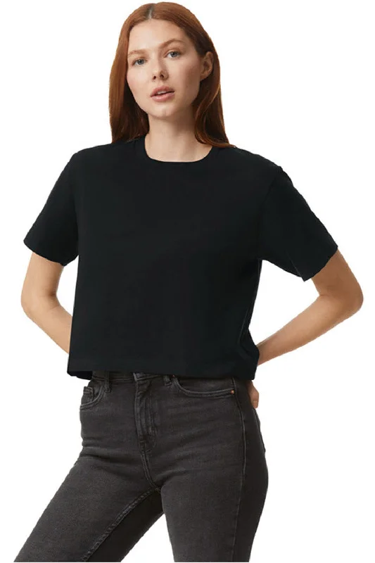 American Apparel Womens Fine Jersey Boxy Short Sleeve Crewneck T-Shirt - Black