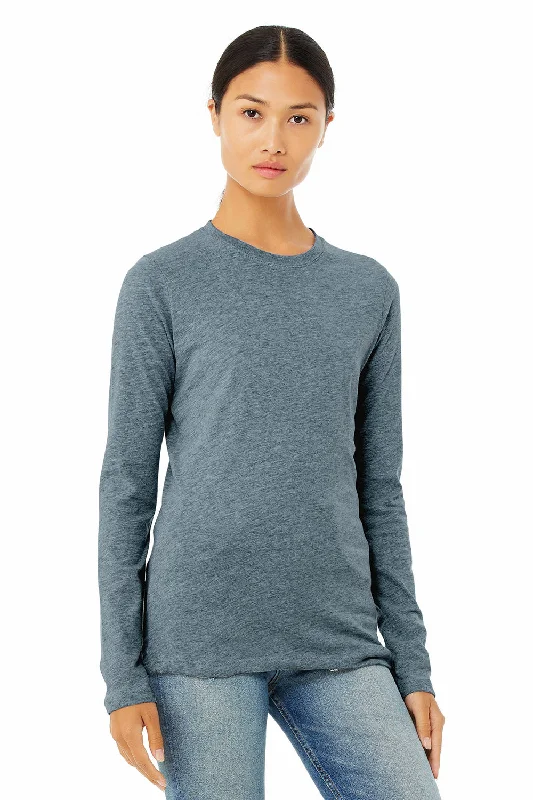 Bella + Canvas Womens Jersey Long Sleeve Crewneck T-Shirt - Heather Slate