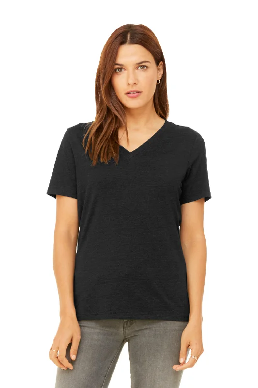 Bella + Canvas Womens CVC Short Sleeve V-Neck T-Shirt - Heather Black