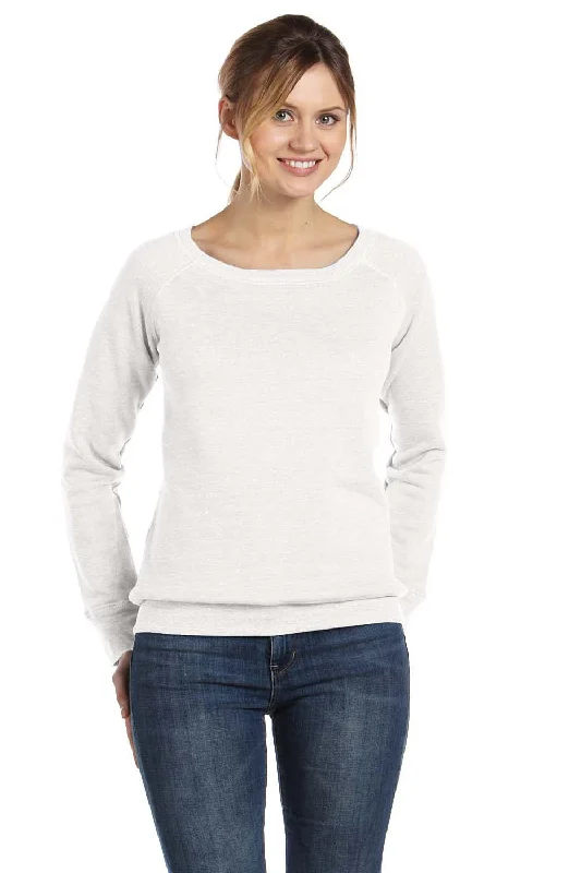 Bella + Canvas Womens Sponge Fleece Wide Neck Sweatshirt - Solid White